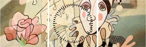 Obraz - Kubizmus - harlequin and rose (s hodinami) (90x30 cm)