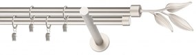 Dekorstudio Chrómová matná dvojradová garniža LIST 19mm Dĺžka: 180cm, Typ uchytenia: Držiak dvojitý modern, Typ príslušenstva: Krúžky tiché so štipcami