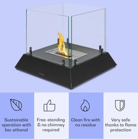 Klarstein Phantasma Cubo, etanolový krb, horáky z nehrdzavejúcej ocele, bez dymu a bez zápachu, bezpečnostné sklo