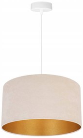 Závesné svietidlo Mediolan, 1x svetlobéžové/zlaté textilné tienidlo, (výber z 2 farieb konštrukcie), (fi 35cm)
