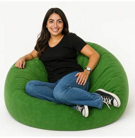 Sedací vak guľa semišová zelená EMI