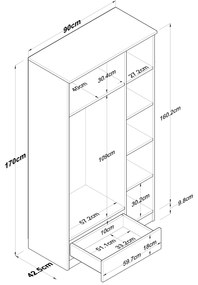 Šatní skříň BA 117 90 cm ořech/bílá