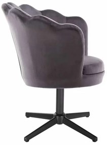 LuxuryForm DESIGN Kreslo FREY VELUR na čiernom kríži - tmavo šedé