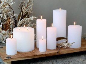 Biela široká sviečka Rustic pillar white - Ø 7*10cm/ 40h