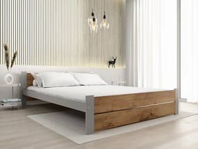 Posteľ IKAROS DOUBLE 180 x 200 cm, dub artisan/sivá Rošt: S lamelovým roštom, Matrac: Matrac COCO MAXI 20 cm