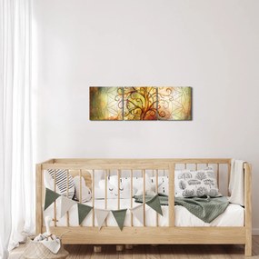 Abstraktný obraz stromu (s hodinami) (90x30 cm)
