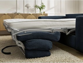 Tmavomodrá ženilková pohovka na každodenné spanie/rozkladacia 220 cm Hugo – Bobochic Paris