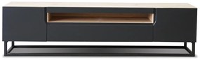 TV skrinka Loftia s kovovým podstavcom 200 cm - Dub artisan/čierny mat