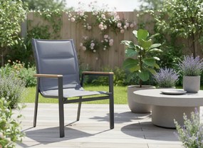 CH Záhradná hliníková stolička Polywood - tmavosivá