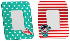 Červeno–tyrkysové drevené rámčeky v súprave 2 ks 18x23 cm Pirate – Premier Housewares