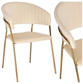 Jedálenská stolička COLIN zamatová, zlatá / béžová