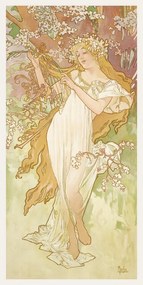 Obrazová reprodukcia The Seasons: Spring (Art Nouveau Portrait) - Alphonse Mucha