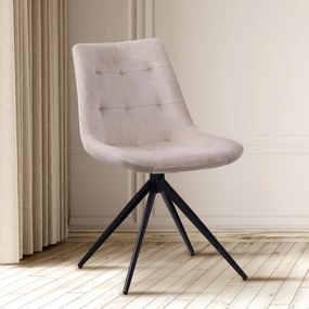 Jedálenská stolička Merna - zamat - Krémová