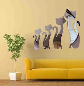 Moderná samolepka na stenu - Čierne mačky: Zrkadlo Silver Plexisklo Rozmer 30 x 30 cm 3033-12657 OX013-Wall sticker
