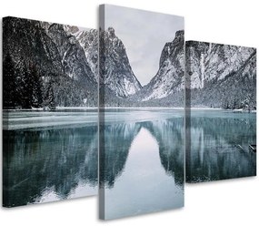 Obraz na plátně třídílný Horská Krajina Jezero - 120x80 cm
