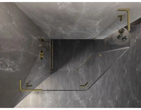 Mexen Lunar, L päťuholníkový sprchový kút naklápací doľava 100 x 90 cm, 8mm číre sklo, zlatý matný profil, 831L-100L-090P-55-00-L