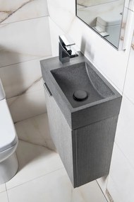 Sapho Sapho, CREST L betónové umývadlo vrátane výpusti, 40x22 cm, čierny granit, AR403