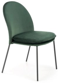Jedálenská stolička HIXON — kov, zamatová látka, zelená