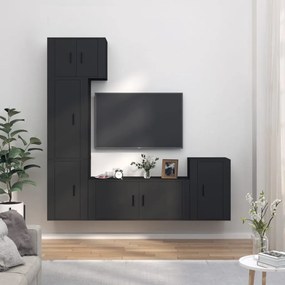 5-dielna súprava TV skriniek čierna spracované drevo 3188623