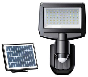 LED solárny reflektor TOMI LED/10W/7,4V 1800 mAh IP44 čierny s čidlom