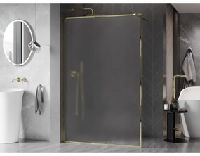 Mexen Kioto-F, sprchová zástena s rámom 130 x 202 cm, 8 mm sklo námraza, zlatý lesklý profil, 800-130-104-50-30