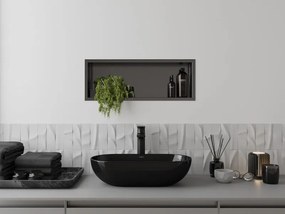 Mexen X-Wall-R, polica na zapustenie s prírubou  60 x 20 cm, grafitová matná - 19E0602010