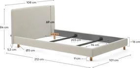 Sivá čalúnená jednolôžková posteľ bez roštu 90x200 cm Valma – Kave Home