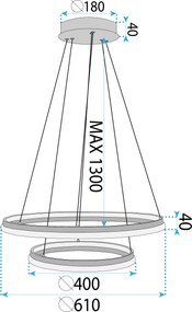 Toolight Toolight, LED stropné svietidlo 60cm, 75W, 3000K, LHJ043-CP2, zlatá, OSW-50020