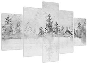 Obraz - Jelene pri jazere (150x105 cm)