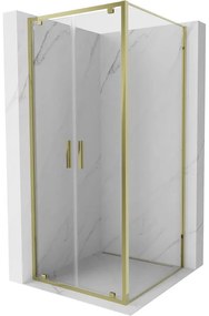 Mexen Exo, výklopný sprchový kút 70 x 70 cm, číre sklo, zlatá, 8182-070-070-50-00