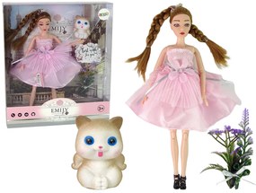 Lean Toys Bábika Emily v ružových šatách
