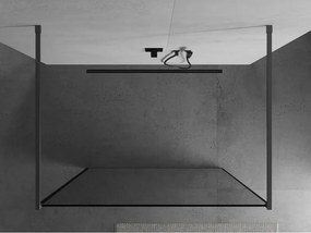 Mexen Kioto, sprchová zástena Walk-In 100 x 200 cm, 8mm číre sklo čierny vzor, grafitový profil, 800-100-002-95-70
