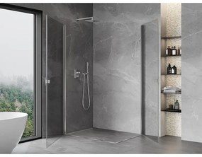 Mexen Mist-B Duo, 2-krídlový výklopný sprchový kút 100 x 95 cm, číre sklo, chrómový profil, 8A2-100-095-01-00