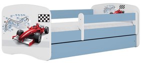 Letoss Detská posteľ BABY DREAMS 140/70 - Formula Modrá S matracom S uložným priestorom