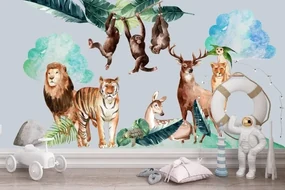 Nálepka na stenu zvieratká zo zoologickej záhrady 120 x 240 cm