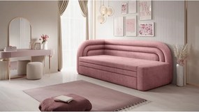 Ružová ženilková rozkladacia/s úložným priestorom pohovka ľavý roh 223 cm Fabillo – ELTAP