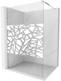 Mexen Kioto sprchová zástena 90x200 cm 8 mm, chróm, biely vzor, 800-090-101-01-85