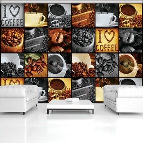 Fototapeta - I Love Coffee - koláž (254x184 cm)