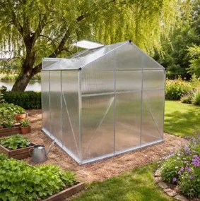 Skleník so základňou BestBerg BBGH‑606S / 3,61 m² / 190 × 190 × 194 cm / strieborná