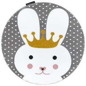 Detský kusový koberec Petit Bunny grey kruh, 140x140 (priemer) kruh, šedá, detská izba, Dywany Łuszczów