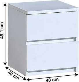 2-šuplíkový nočný stolík, biela arktická, ARTEMIA