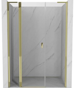 Mexen, Mexen Mist L výklopné sprchové dvere 140 cm, transparentné, zlaté - 8A4L-140-001-50-00