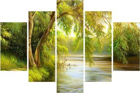 Obraz - Vŕba pri jazere, olejomaľba (150x105 cm)