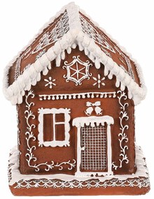 Vianočná dekorácia Perníkový domček s LED osvetlením, polyresin, 15 cm
