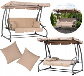 Záhradná polohovateľná hojdačka béžovej farby