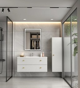Erga Samira, LED zrkadlo 60x80cm v čiernom ráme, 2185 lm, 3 farby svetla, predné osvetlenie, ERG-V01-SAMIRA-6080-BK
