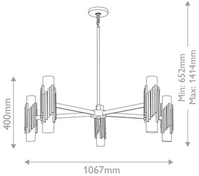 Elstead MARVELE10-AB-OPAL - Luster na tyči MARVELE 10xE14/40W/230V zlatý