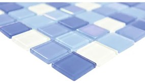Sklenená mozaika štvorcová crystal mix modrá light blue fluoreskujúca