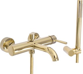 Rea Lungo, nástenná vaňová batéria + ručná sprchová súprava, zlatá lesklá, REA-B6635