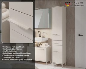 Krémová matná vysoká/úzka kúpeľňová skrinka 34x190 cm Laurino – Germania